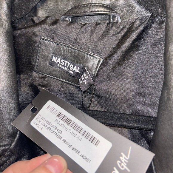 Nasty Gal Real Leather Fringe Moto Jacket - Picture 4 of 4